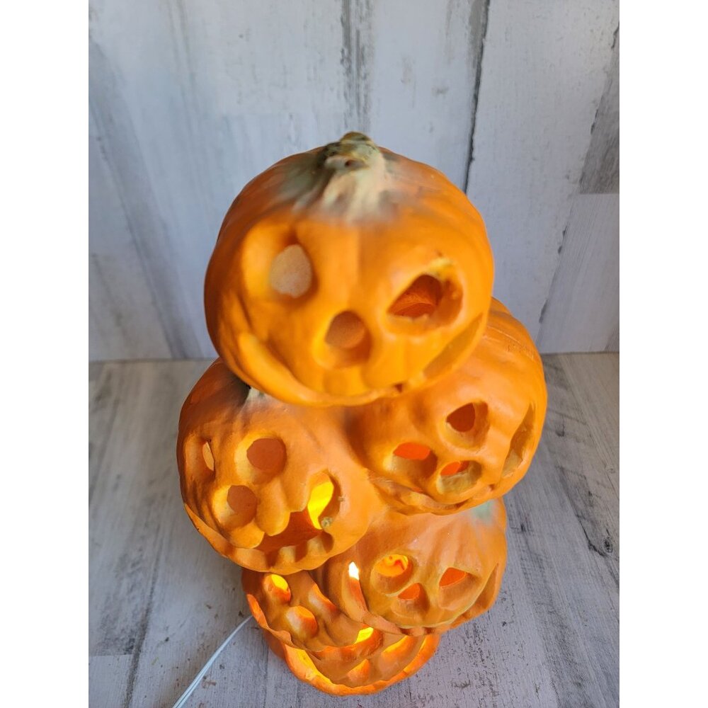 Gemmy pumpkin stack Halloween light up home decor prop Styrofoam - Picture 2 of 10